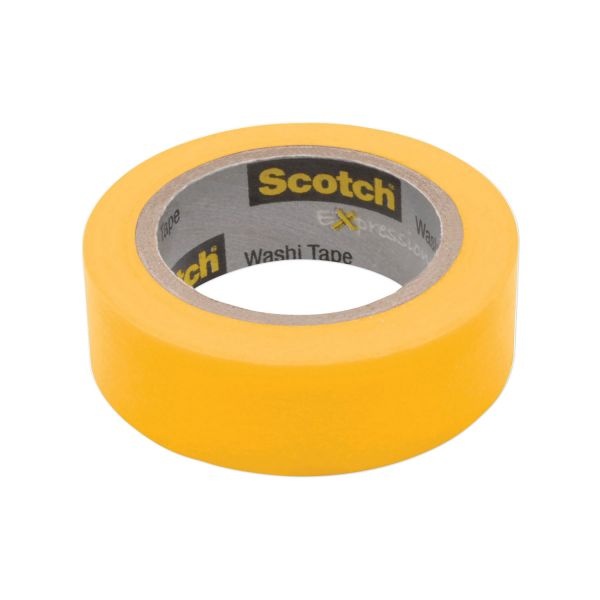 Scotch Expressions Washi Tape, 1.25" Core, 0.59" X 32.75 Ft, Yellow
