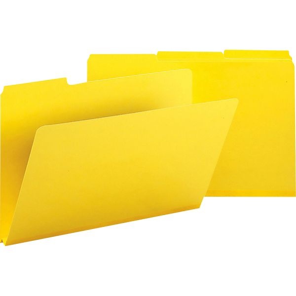 Smead Expanding Recycled Heavy Pressboard Folders, 1/3-Cut Tabs: Assorted, Legal Size, 1" Expansion, Yellow, 25/Box