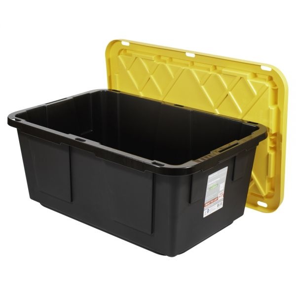 By Greenmade Professional Storage Totes, 23-Gallon, Black/Yellow, Pack ...