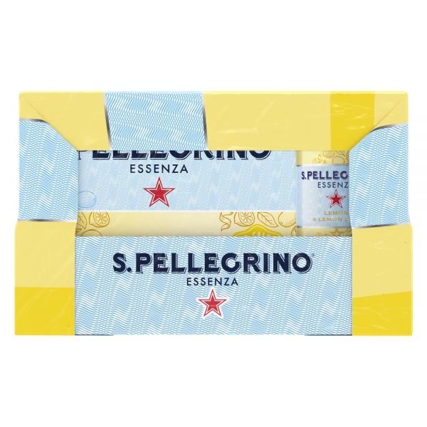 Nestlé S.Pellegrino Essenza Flavored Mineral Water, Lemon/Lemon Zest, 11.15 Fl Oz, 8 Cans Per Pack, Case Of 3 Packs