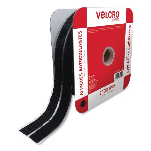 Velcro Brand Sticky-Back Fasteners, Removable Adhesive, 0.75" X 50 Ft, Black