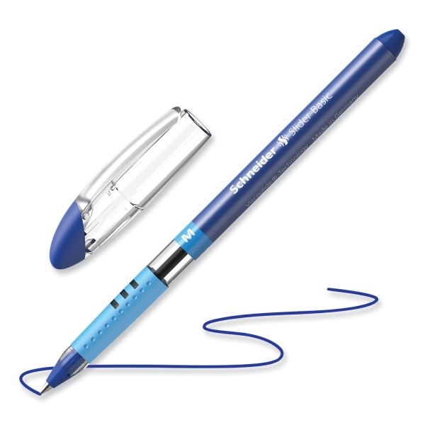 Slider Basic Ballpoint Pen, Stick, Medium 0.8 Mm, Blue Ink, Blue Barrel, 10/Box