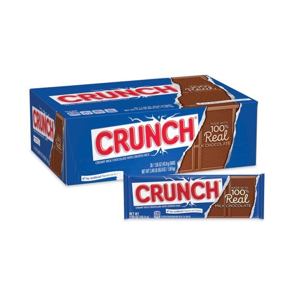 Nestlé Crunch Bar, Individually Wrapped, 1.55 Oz, 36/Box