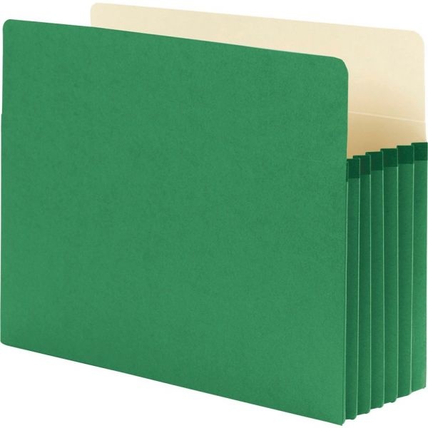 Smead Color Top-Tab File Pockets, Letter Size, 5 1/4" Expansion, Green