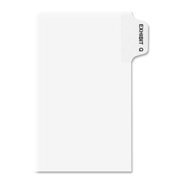 Avery-Style Preprinted Legal Side Tab Divider, 26-Tab, Exhibit Q, 11 X 8.5, White, 25/Pack, (1387)