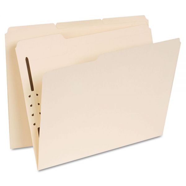 Universal Reinforced Top Tab Fastener Folders, 0.75" Expansion, 1 Fastener, Letter Size, Manila Exterior, 50/Box