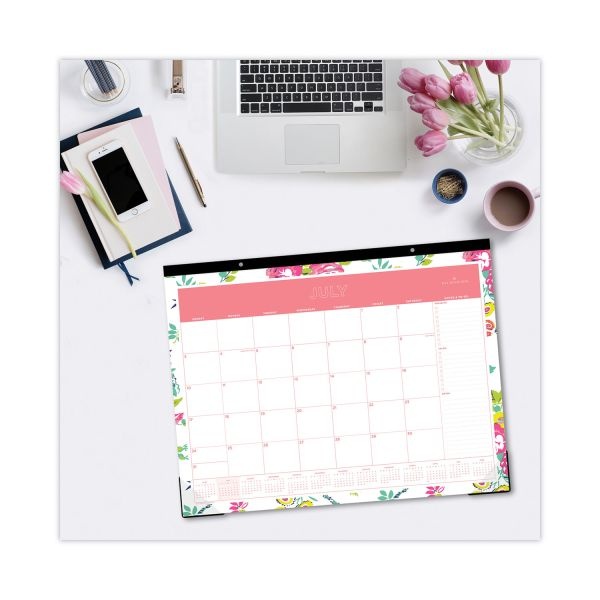 Day Designer White Floral Academic Year Desk Pad, 2022 To 2023 Calendar
