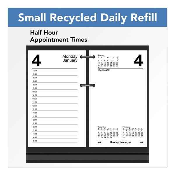 At-A-Glance Desk Calendar Recycled Refill, 3.5 X 6, White Sheets, 12-Month (Jan To Dec): 2024