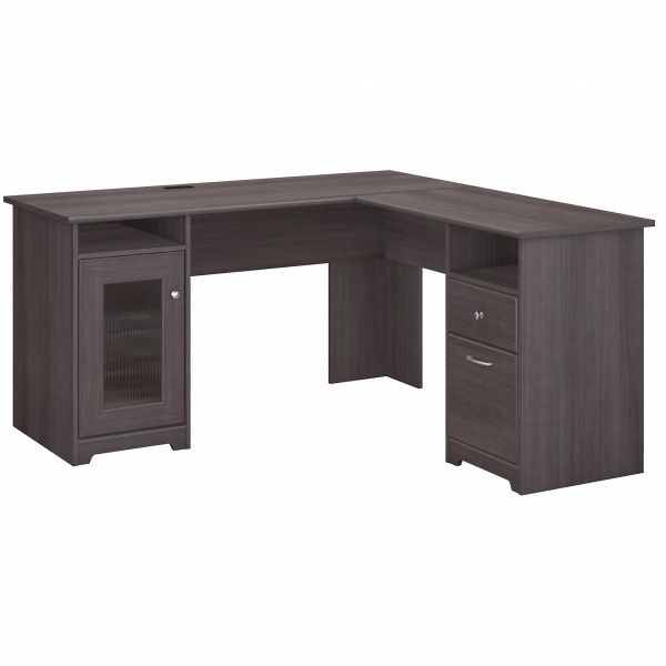 Bush Furniture Cabot 60W L Shaped Computer Desk In Heather Gray