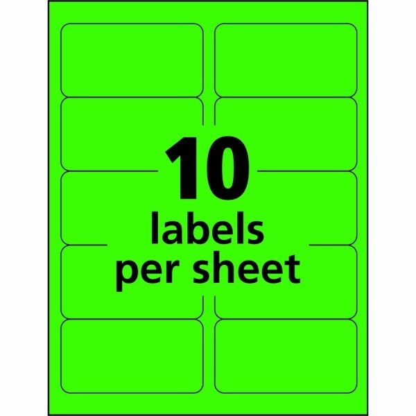 Avery 2"X 4" Neon Shipping Labels With Sure Feed, 1,000 Labels (5976)