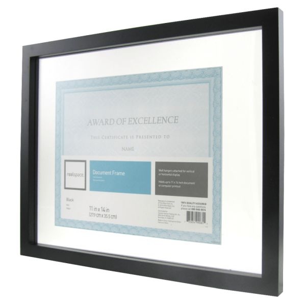 Realspace Gallery Floating Document Frame, 11" X 14", Black