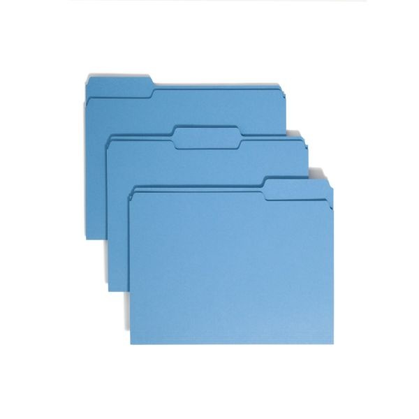 Smead Color File Folders, Letter Size, 1/3 Cut, Blue, Box Of 100