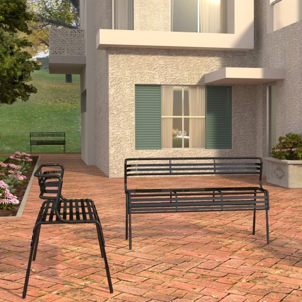 Safco Cogo Indoor/Outdoor Steel Bench With Back