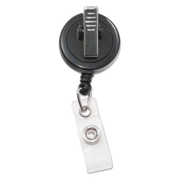 Advantus Swivel-Back Clip-On Retractable Id Reel - Nylon, Abs Plastic - 12 / Pack - Black, Clear