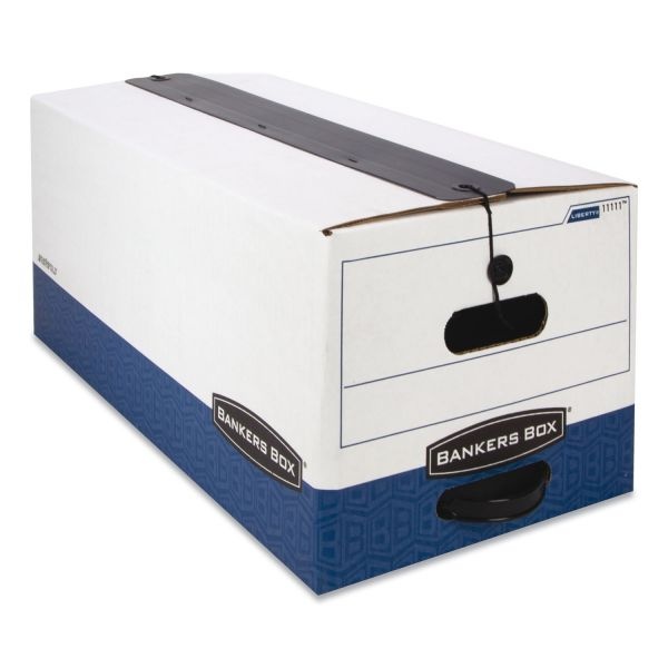 Bankers Box Liberty Plus Heavy-Duty Strength Storage Boxes, Legal Files, 15.25" X 24.13" X 10.75", White/Blue, 12/Carton