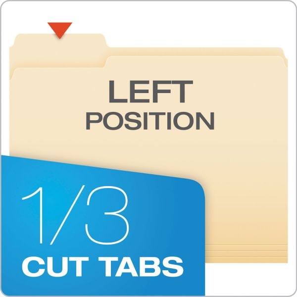 Pendaflex Manila File Folders, 1/3-Cut Tabs: Left Position, Letter Size, 0.75" Expansion, Manila, 100/Box
