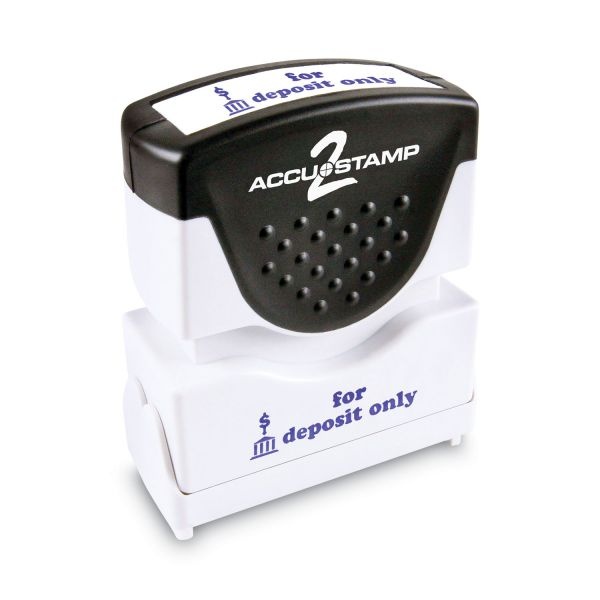 Accustamp2 Pre-Inked Shutter Stamp, Blue, For Deposit Only, 1 5/8 X 1/2
