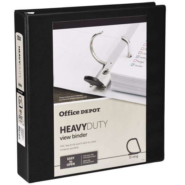 [In]Place Heavy-Duty View 3-Ring Binder, 1 1/2" D-Rings, Black