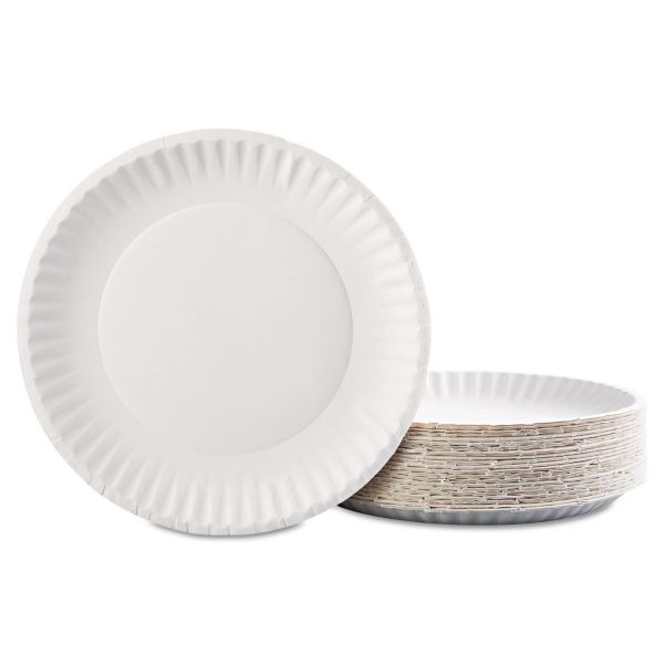Ajm Packaging Corporation Gold Label Coated Paper Plates, 9" Dia, White, 100/Pack, 10 Packs/Carton