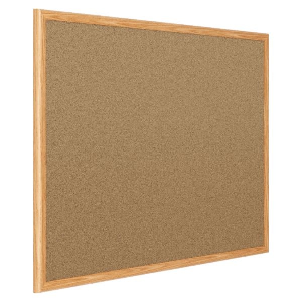 Mead Cork Bulletin Board, 36 X 24, Oak Frame