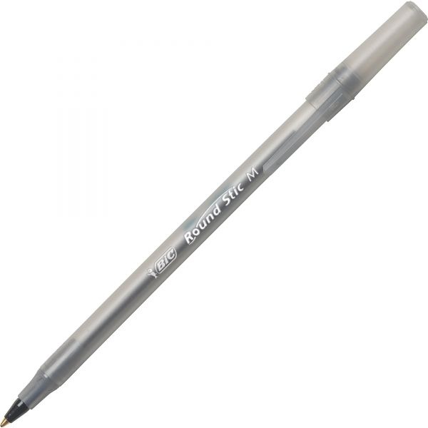 Bic Round Stic Xtra Life Ballpoint Pen Xtra-Value Pack, Stick, Medium 1 Mm, Black Ink, Translucent Frost Barrel, 240/Carton