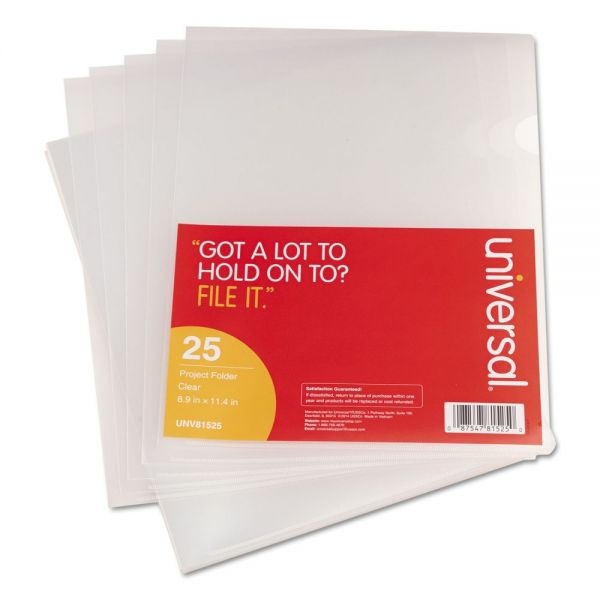 Universal Project Folders, Letter Size, Clear, 25/Pack