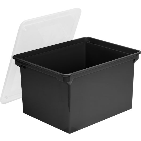 Storex Portable Storage File Tote, Letter/Legal Size, 14" X 12" X 20", Black/Clear