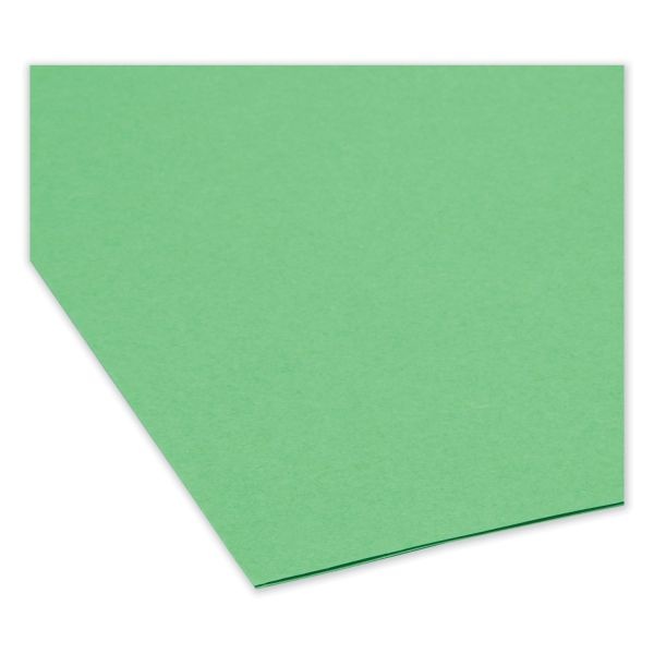 Smead Reinforced Top Tab Colored File Folders, Straight Tabs, Legal Size, 0.75" Expansion, Green, 100/Box