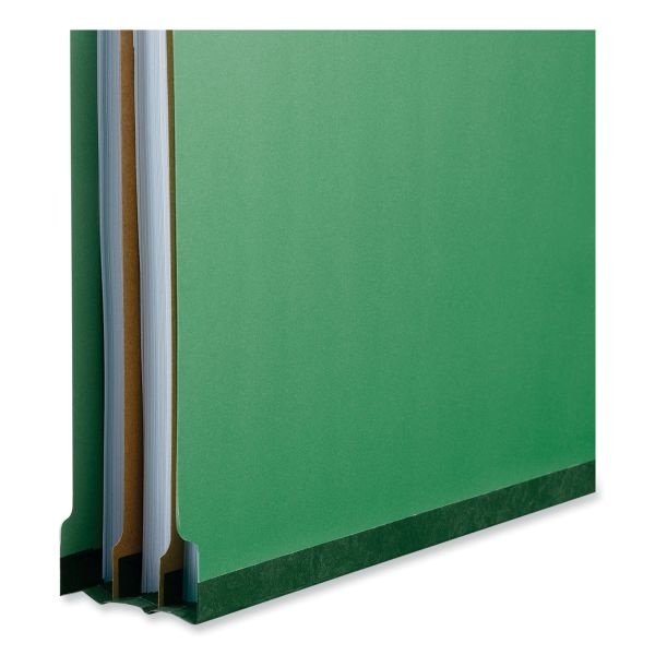 Universal Bright Colored Pressboard Classification Folders, 2" Expansion, 2 Dividers, 6 Fasteners, Legal Size, Emerald Green, 10/Box