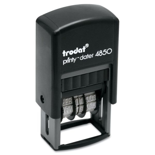 Trodat Printy Economy Micro 5-In-1 Date Stamp, Self-Inking, 1" X 0.75", Blue/Red