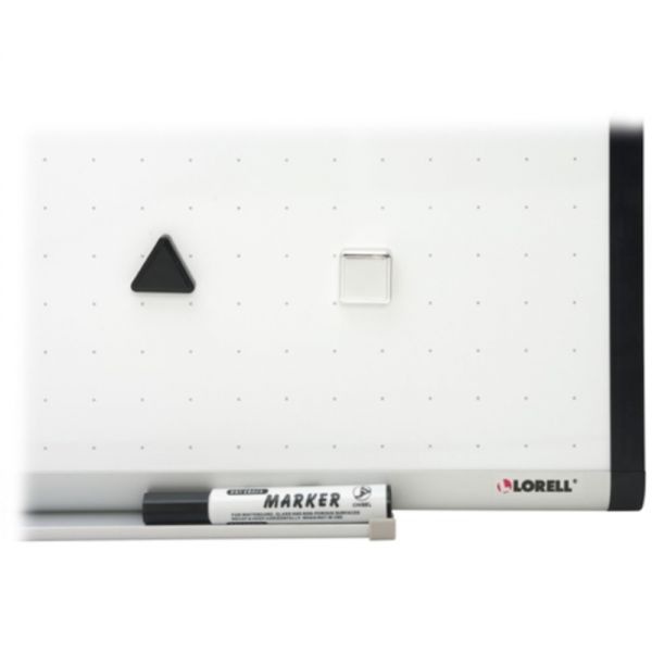 Lorell 48" X 36" Signature Magnetic Porcelain Dry Erase Whiteboard, 1" Square Grid, Ebony Frame
