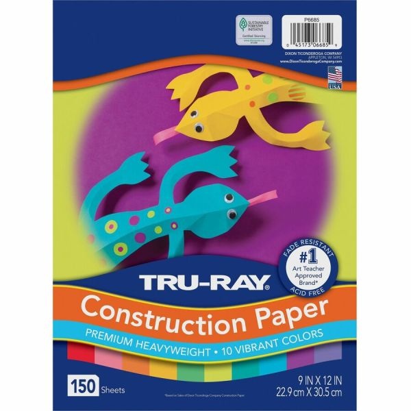 Tru-Ray Construction Paper, 76 lb Text Weight, 9 x 12, Assorted Colors,  144/Pack