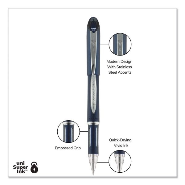 Uniball Jetstream Hybrid Gel Pen, Stick, Fine 0.7 Mm, Blue Ink, Blue/Silver Barrel