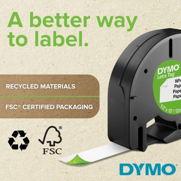 Dymo D1 High-Performance Polyester Removable Label Tape, 1" X 23 Ft, Black On White