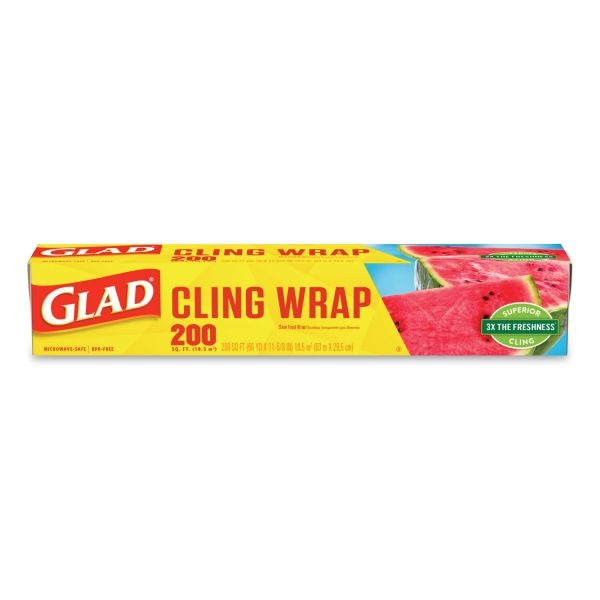 Glad Clingwrap Plastic Wrap, 200 Square Foot Roll, Clear