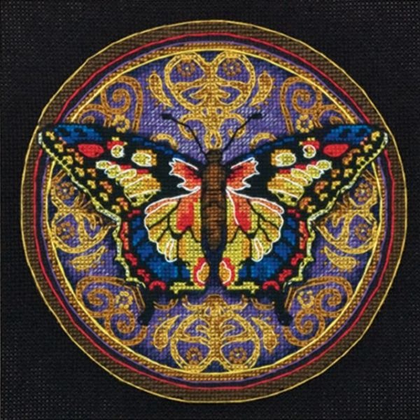 Gold Petite Ornate Butterfly Counted Cross Stitch Kit