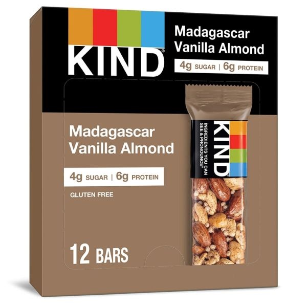 Kind Madagascar Vanilla Almond Bars, 1.41 Oz, Box Of 12