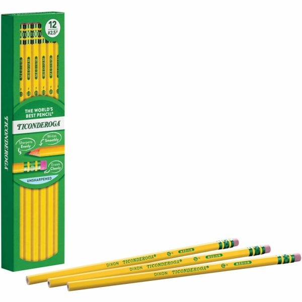 Ticonderoga Pencils, #2.5 Medium Lead, Box Of 12