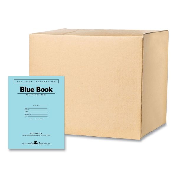 Roaring Spring Recycled Exam Book, Wide/Legal Rule, Blue Cover, (8) 11 X 8.5 Sheets, 500/Carton
