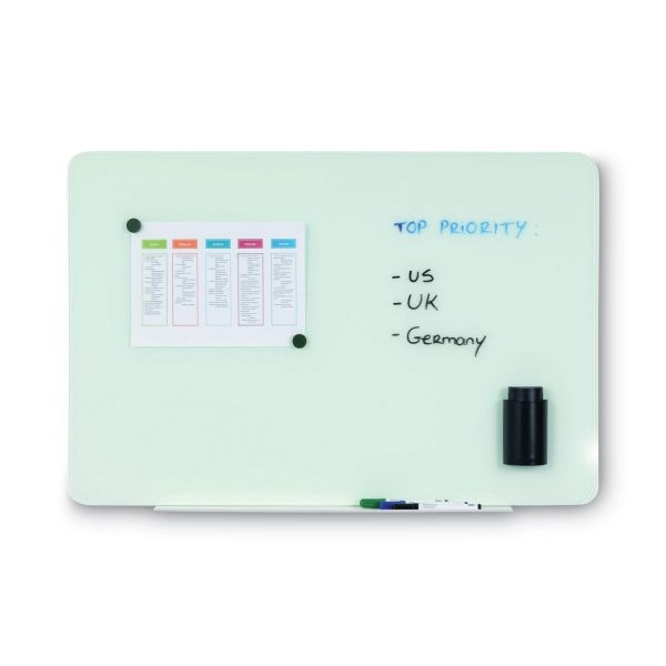Mastervision Magnetic Glass Dry Erase Board, 48 X 36, Opaque White Surface
