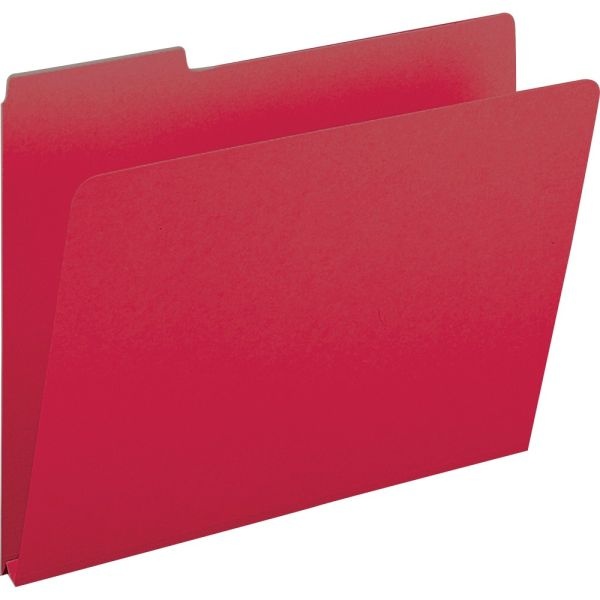 Smead 1/3-Cut Color Pressboard Tab Folders, Letter Size, 50% Recycled, Bright Red, Box Of 25