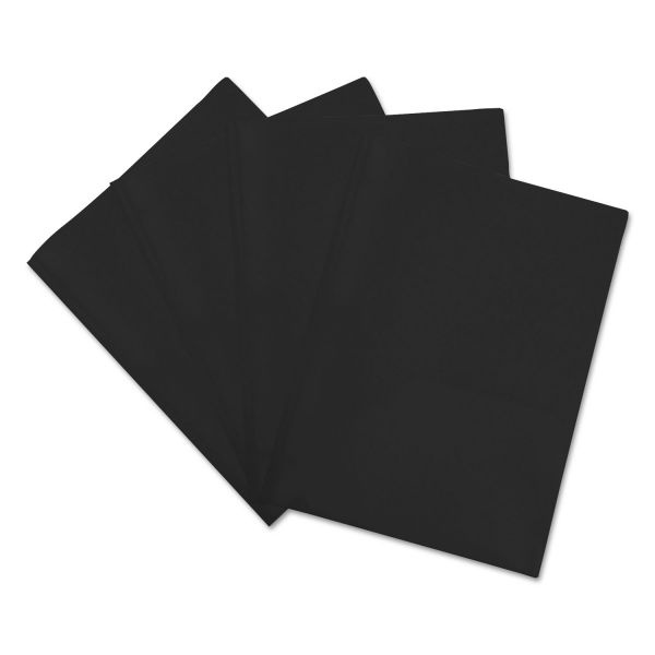 Universal Plastic Twin-Pocket Report Covers, Three-Prong Fastener, 11 X 8.5, Black/Black, 10/Pack