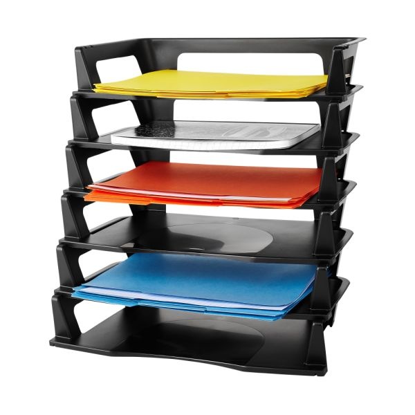 Rubbermaid Regeneration Letter Tray, 2 3/4"H X 9"W X 15 1/4"D, Black, 1 Pack Of 6 Trays