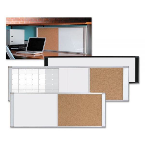 Mastervision Combo Cubicle Workstation Dry Erase/Cork Board, 48 X 18, Tan/White Surface, Aluminum Frame