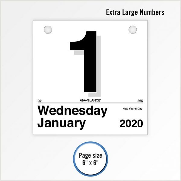 AtAGlance Today Is Daily Wall Calendar Refill, 6 X 6, White, 2023