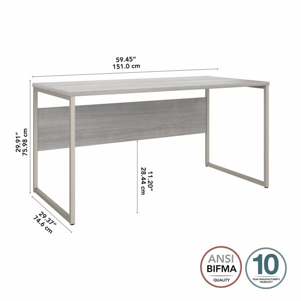 Bush Business Furniture Hybrid 60W X 30D Computer Table Desk With Metal Legs In Platinum Gray