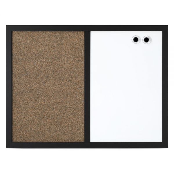 Realspace Magnetic Dry-Erase Whiteboard/Cork Bulletin Board, 24'' X 36", Black Frame