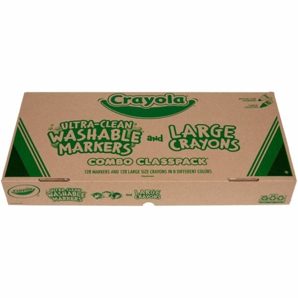 Crayola Crayons And Washable Markers Classpack, Large Size, Assorted Colors, Box Of 256