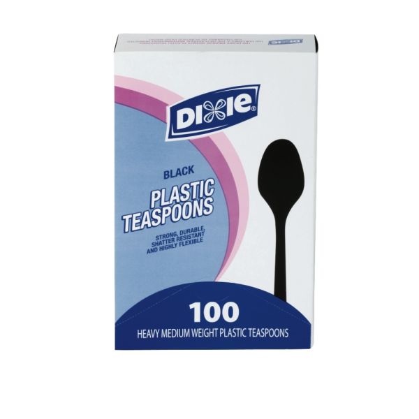 Dixie Medium-Weight Utensils, Spoons, Black, Box Of 100