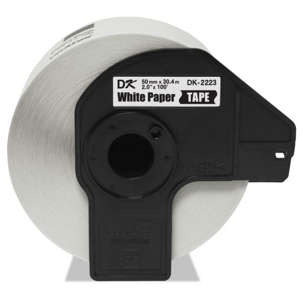 Brother Paper Label Tape, Continuous, 2" X 100', White